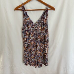Pure Good Anthropologie floral tie sleeve tank top
